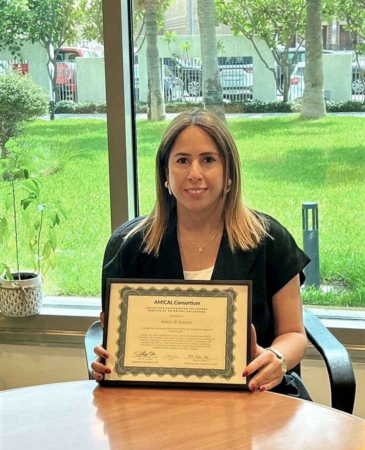 AUK University Librarian Awarded Outstanding Volunteer Service Award by Amical Consortium