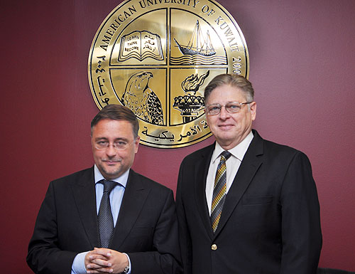 AUK President Meets Belgian Ambassador to Kuwait