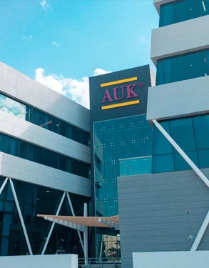 A front view of the AUK building.