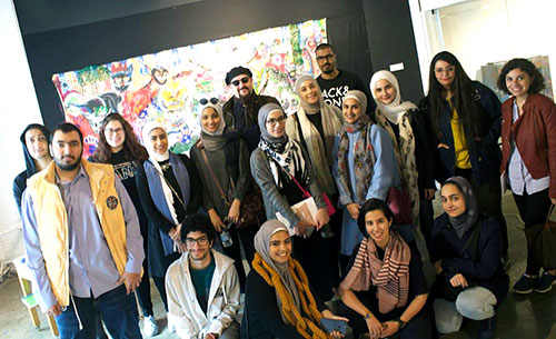 President tim sullivan and auk students visit masaha 13 harmony in the city exhibition