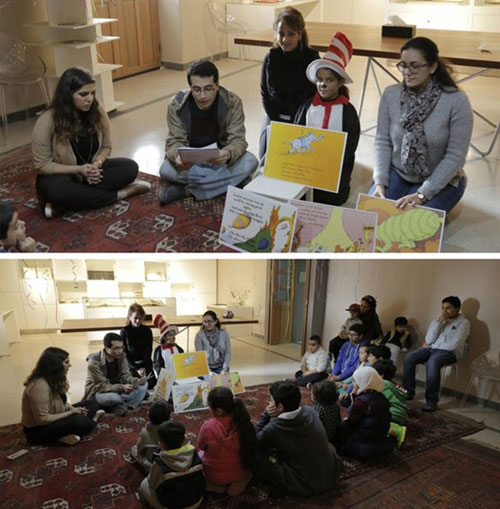 The Writing Center Diwaniya Volunteer at Dar Al Athar Al Islamiyya's (DAI) Story Time for Children at the Amricani Cultural Centre